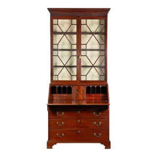 English George III Mahogany Secretary Desk With Bookcase Circa 1780 For Sale