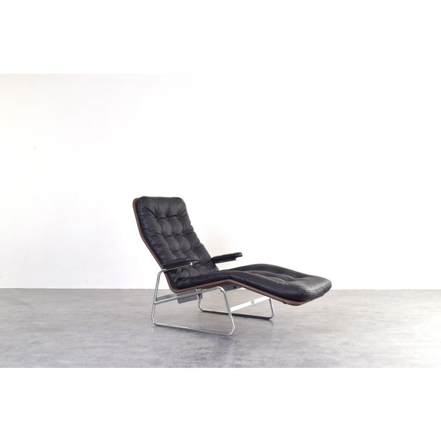 Bauhaus Model Fenix Chaise Lounge in Leather and Chrome by Sam Larsson for Dux, 1960s, Set of 2 For Sale - Image 4 of 18