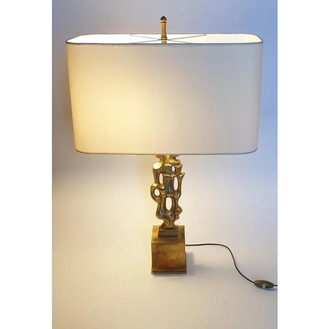 1970s Golden Bronze Table Lamp by Papineau, 1970s For Sale - Image 5 of 7