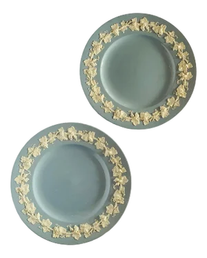 English Wedgwood Embossed 'Queens Ware' in Lavender With Grapevine 'Sprigged' Decoration - a Pair