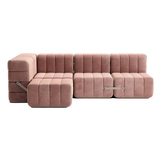 Curt Modular Set - Flexible Small Corner Sofa - Barcelona - Lotus - V3347/24 (Pink) by Ambivalenz, Set of 9 For Sale