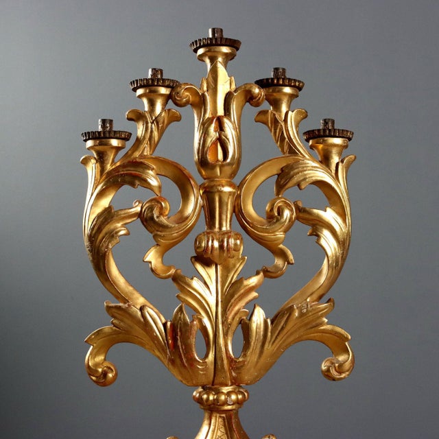 Gilded Wooden Torch Holders, Set of 2 For Sale - Image 3 of 7