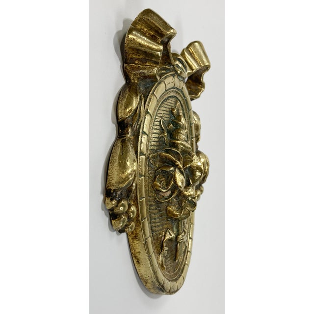 Brass Floral Ribbon Door or Wall Embellishment For Sale - Image 4 of 7