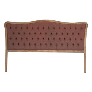 Maison Tufted Headboard, King in Sienna Brown Linen with Limed Oak Frame For Sale