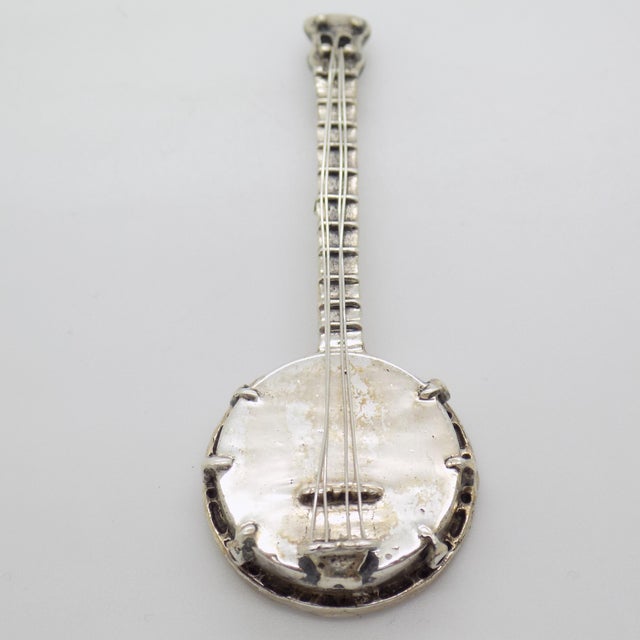 Vintage Italian Handmade Genuine Silver Banjo / Mandolin Figurine Miniature, Made in Tuscany (Arezzo) For Sale - Image 4 of 8