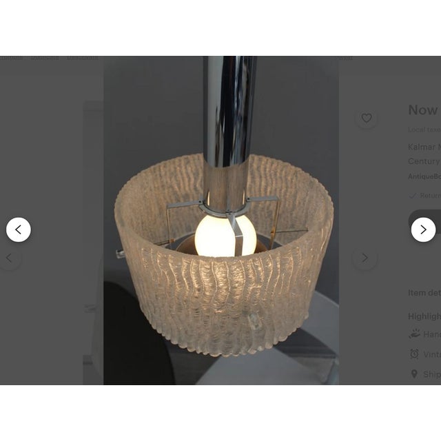 1980s Mid-Century Modern Art Deco Style Murano Glass Pendant Light from Kalmar, 1980s For Sale - Image 5 of 11