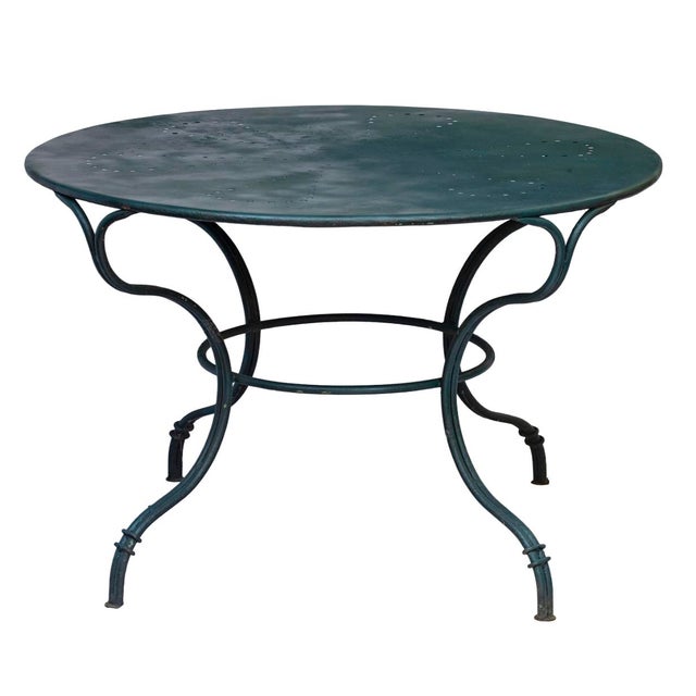 Antique Garden Table & Chairs, Set of 5 in Dark Green Patio For Sale In Los Angeles - Image 6 of 15