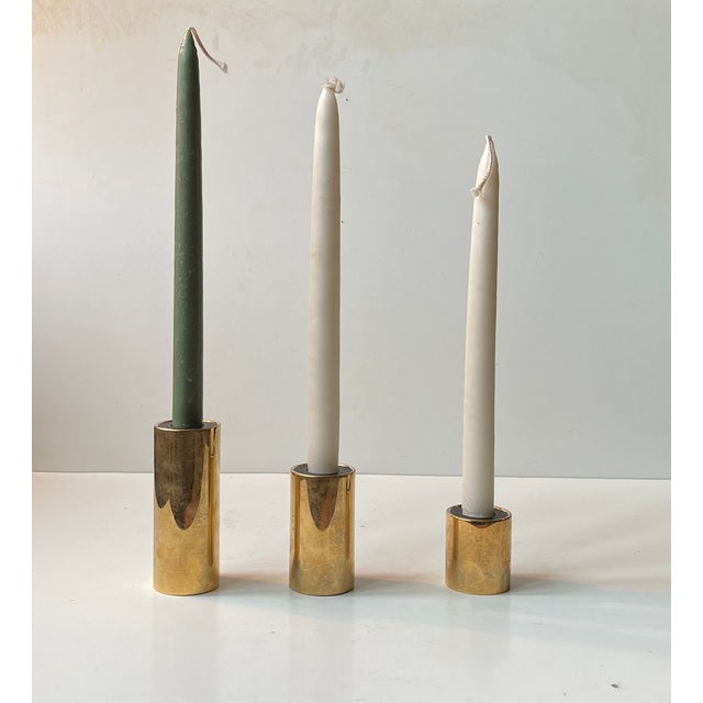 Danish Modern 24 Carat Gold Plated Candleholders by Hugo Asmussen, Set of 6 For Sale - Image 6 of 12