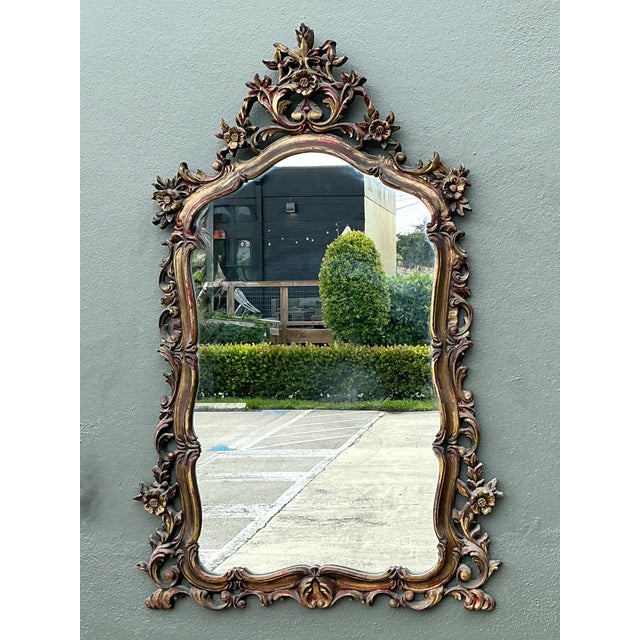 Mid-Century Modern Vintage Ornate Carved Mirror For Sale - Image 3 of 12