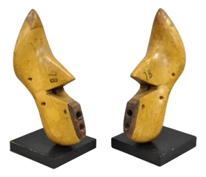 Antique American Victorian Carved Wood Ladies Shoe Last Bookends - A Pair