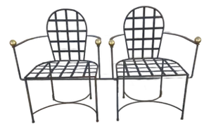 Pair of Wrought Iron Patio Armchairs Attributed to Mario Papperzini