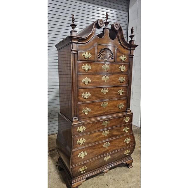 Brown Late 20th Century Kittinger Williamsburg Cw-190 Mahogany Chippendale Bombe Highboy Rare 150 Made For Sale - Image 8 of 15