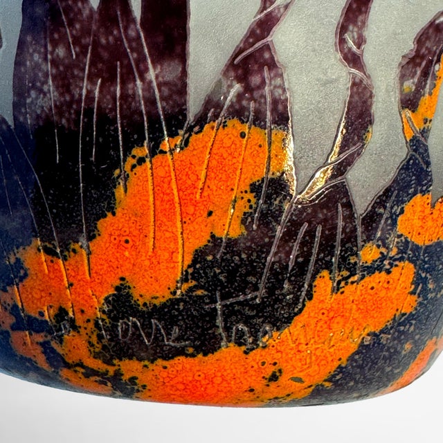 Blue French Art Nouveau Artistic Glass Vase by Charles Schneider, 1924 For Sale - Image 8 of 10