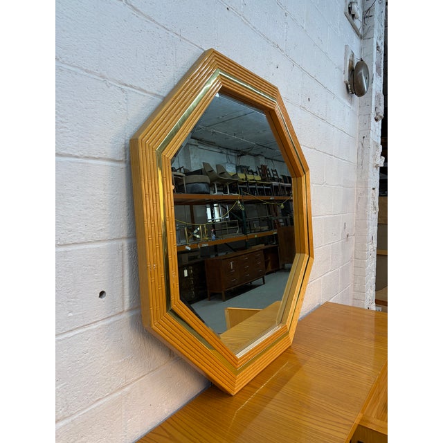 Vintage Bohemian Bamboo and Brass Dresser and Mirror Set For Sale - Image 14 of 17