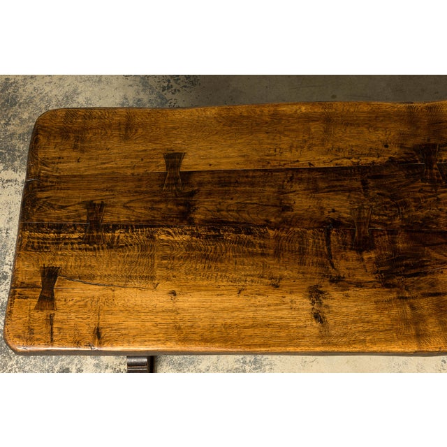 Late 18th Century 18th Century French Provincial Oak Refectory Trestle Dining Table For Sale - Image 5 of 18