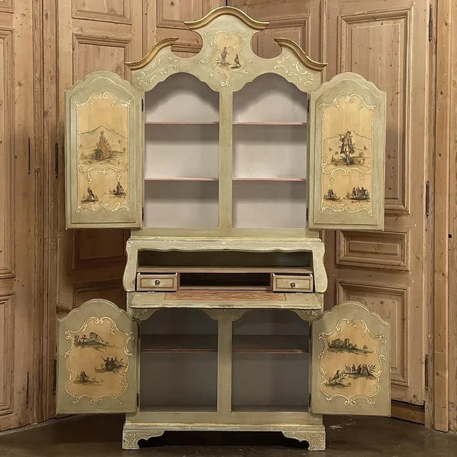 19th Century Italian Painted Secretary ~ Bookcase For Sale - Image 4 of 13