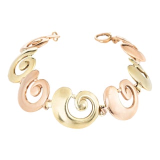 Mid 20th Century Tiffany & Co. Vintage Bracelet 14k Rose & Yellow Gold Swirl Snail Shell Signed For Sale
