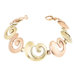 Mid 20th Century Tiffany & Co. Vintage Bracelet 14k Rose & Yellow Gold Swirl Snail Shell Signed