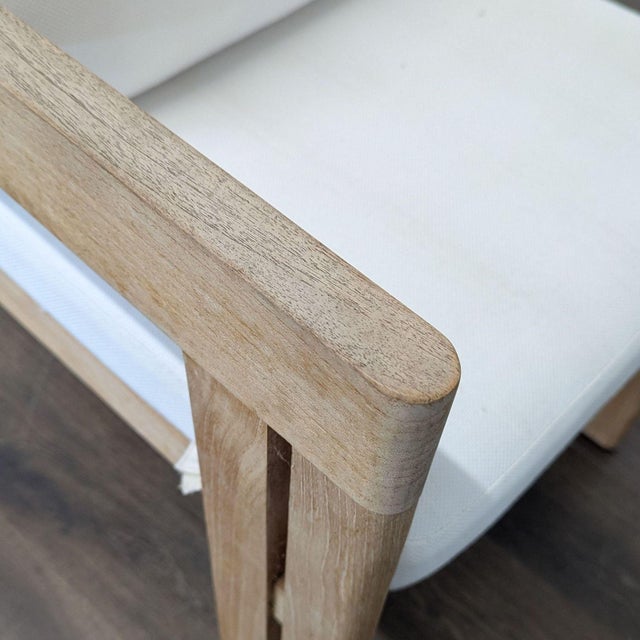 Restoration Hardware Matira Teak Armchair With White Cushions For Sale - Image 10 of 11