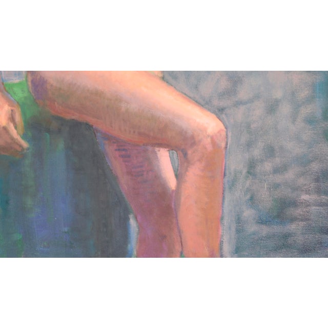 Blonde Nude Leaning on a Stool in Oil on Canvas by George Wishon For Sale - Image 4 of 7