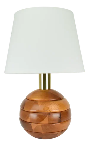 Modernist Pine Wood Table Light, 1970s