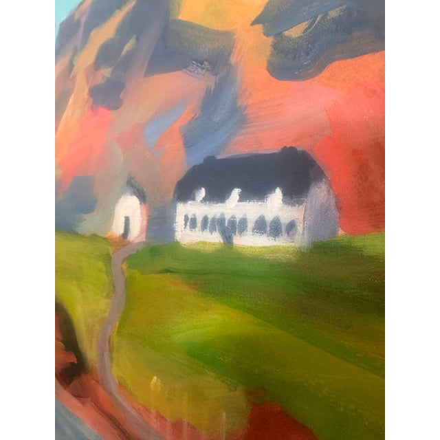 Coastal Kevin Broad “Videy / Reykjavik” Iceland Series Acrylic Landscape Painting in Gilt Frame For Sale - Image 3 of 12