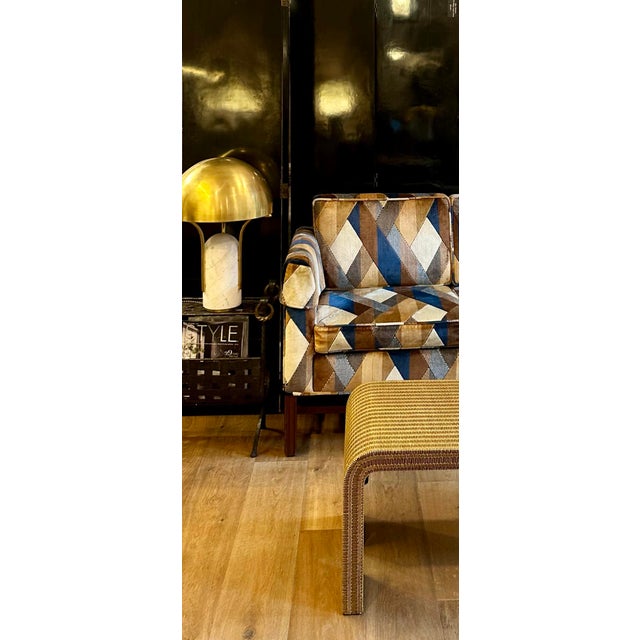 Mid 20th Century Mid-Century Velvet Geometric Patterned Sofa For Sale - Image 5 of 10