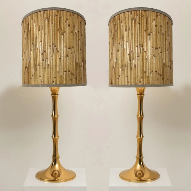 Ingo Maurer Table Lamps in Gold Brass and Wood attributed to Ingo Maurer, Europe, Germany, 1968, Set of 2 For Sale - Image 4 of 13