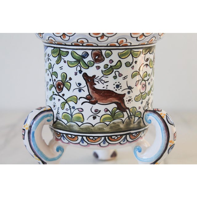 Vintage Footed Ceramica Conimbriga Hand-Painted Ceramic Jardinière Made in Portugal For Sale - Image 9 of 12