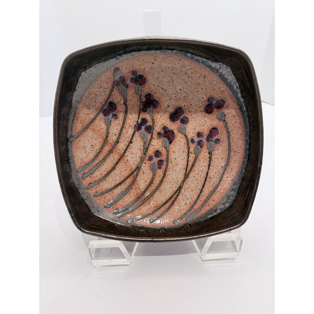 Vintage Donna Polseno Handmade Square Ceramic Bowl For Sale In Los Angeles - Image 6 of 8