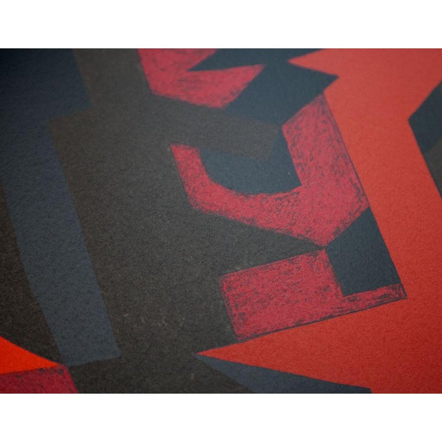 Red 1970s Abstract Victor Vasarely Original Lithograph - Limited Ed. On Rives W/Frame For Sale - Image 8 of 11