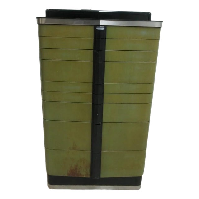 1940s Art Deco Dental Cabinet Industrial Medical Chest Dresser Green Stain For Sale