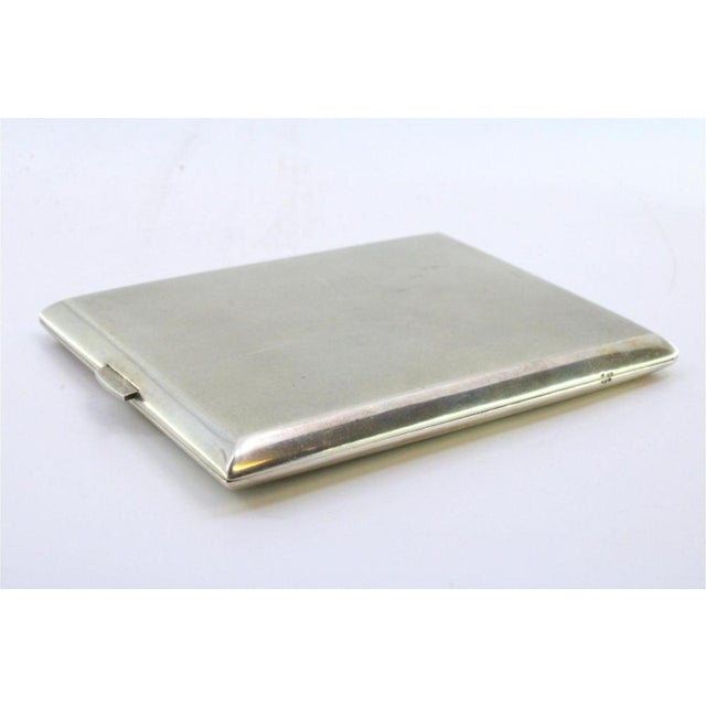 Matte Silver Cigarette Case with Smooth Strips and Gold Interior For Sale - Image 3 of 7
