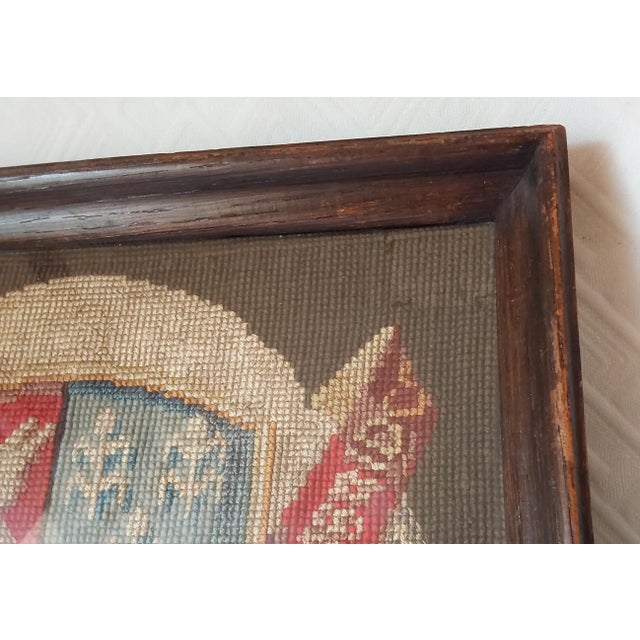 Antique Needlepoint Tapestry Cambridge College Heraldry, Corpus Cristi For Sale - Image 4 of 5