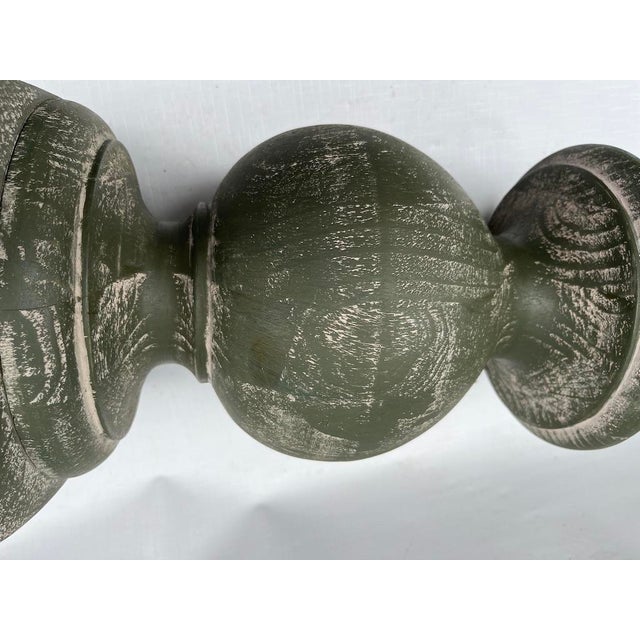 Green Pottery Barn Wood Lamp For Sale - Image 8 of 13