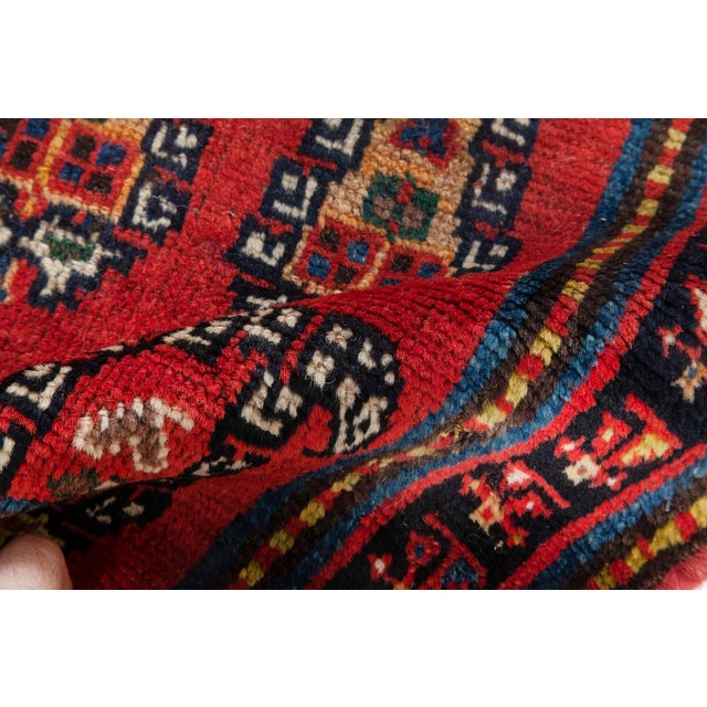 1930s Persian Bakhtiari Blue, Red and Yellow Runner Fragment For Sale - Image 4 of 5
