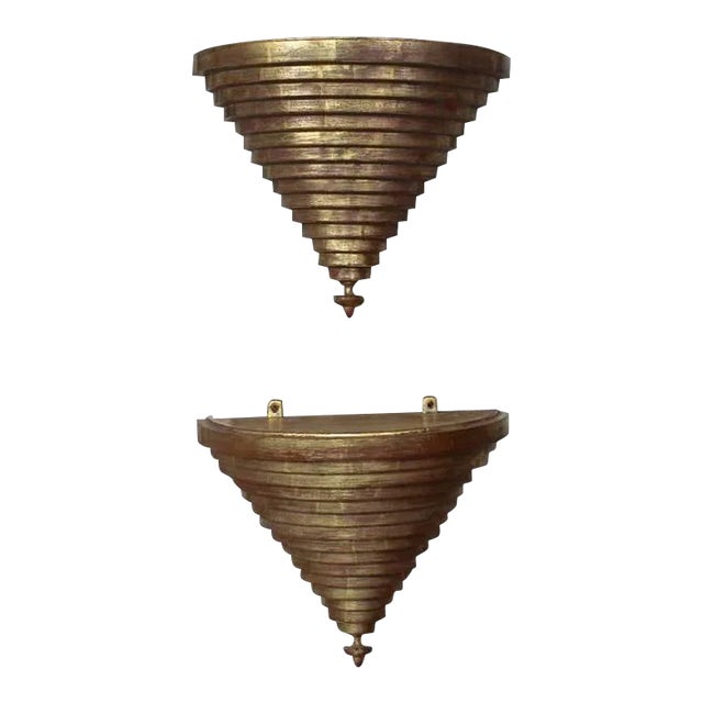 Pair of Venetian Style Giltwood Wall Brackets For Sale