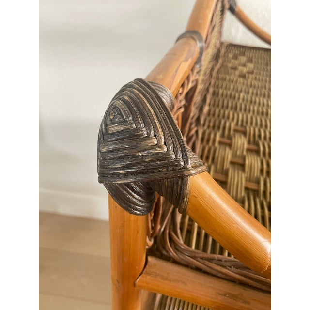 Terra Cotta Mid 20th Century Boho Bamboo & Rattan Etagere 3 Tiers For Sale - Image 8 of 9