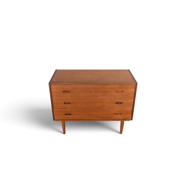 Mid 20th Century Mid 20th Century Three Drawer Vodder Style Chest in Teak With Finished Back For Sale - Image 5 of 8