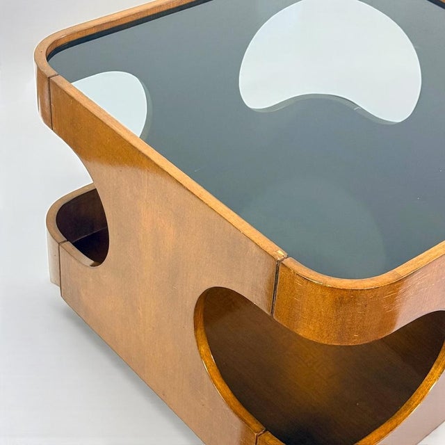 Vintage Space Age Sculptural Coffee Table in Curved Wood, Italy, 1970s For Sale - Image 9 of 18