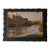 Vintage Hand-Carved Dark Wood Picture Frame With Landscape Print For Sale