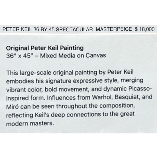Late 20th Century Late 20th Century Peter Keil Original Mixed Media Portrait Painting, 36" X 45", Framed For Sale - Image 5 of 7