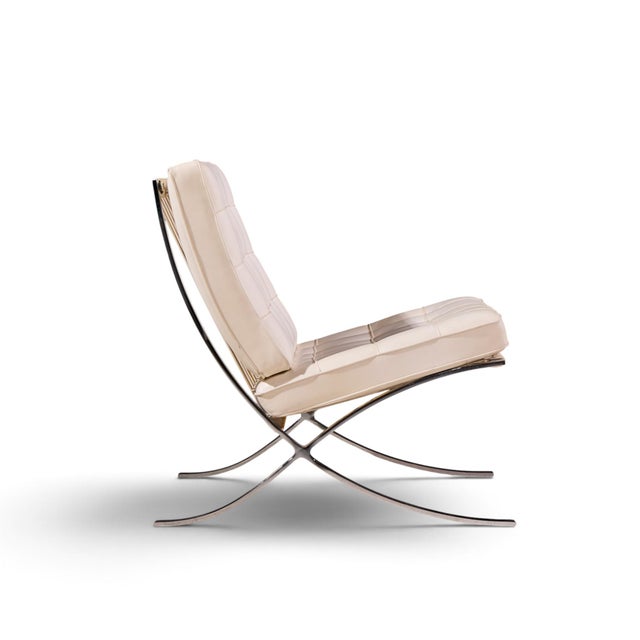White Mies Van Der Rohe for Knoll Mid Century Barcelona White Leather Lounge Chair For Sale - Image 8 of 10