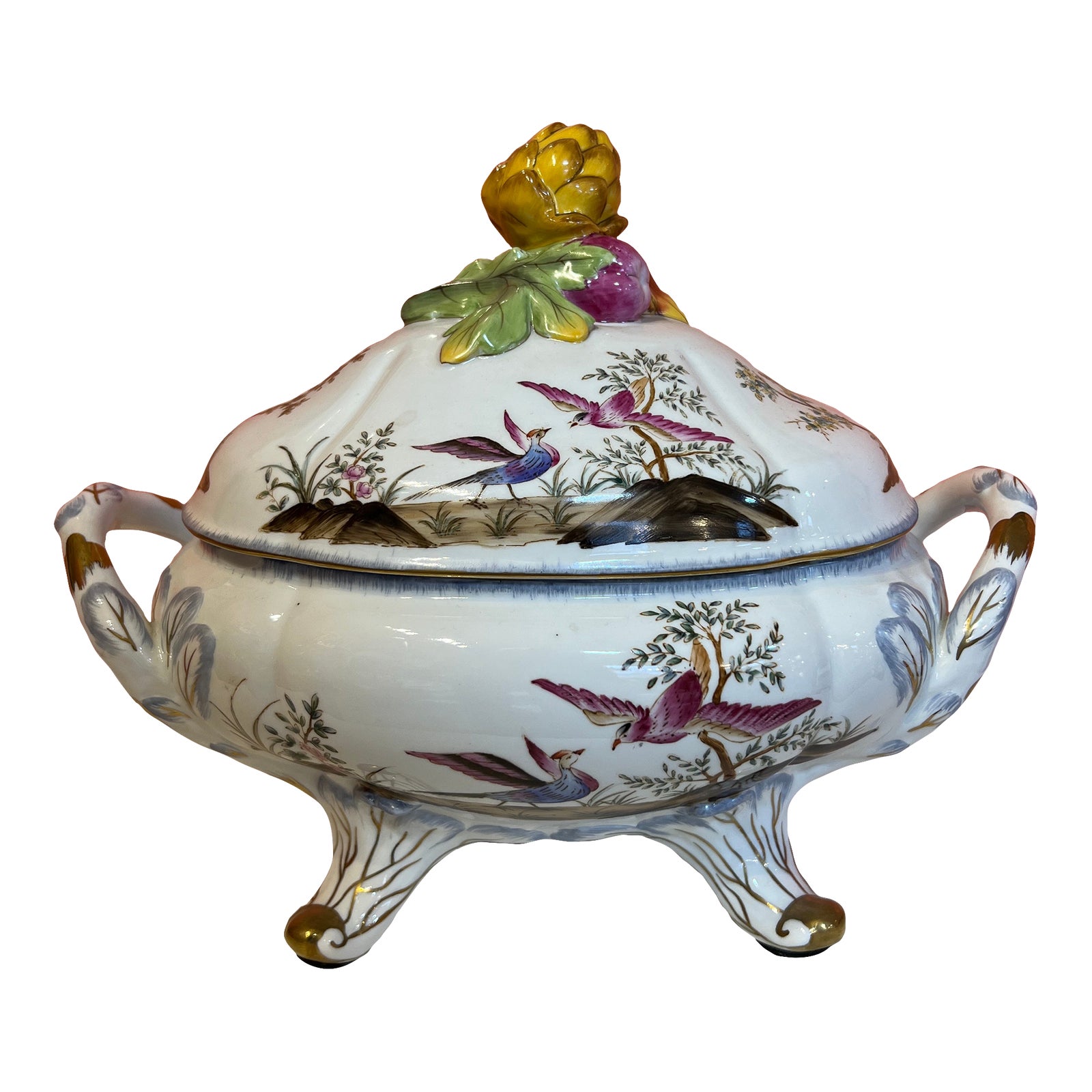 Late 20th Century Chelsea House Porcelain Chinoiserie Serving Tureen With Birds Chairish