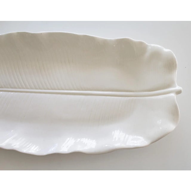 Large Ceramic Banana Leaf Serving Platter Lotus White by Metlox For Sale - Image 9 of 15