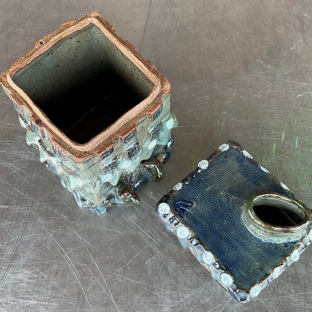 Vintage Boho Studio Pottery Lidded Jar For Sale - Image 9 of 12