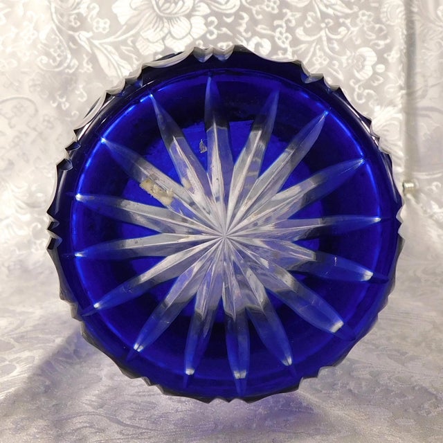 1940s Large Blue Cut to Clear Vase For Sale In San Francisco - Image 6 of 6