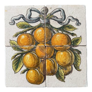 Mosaic of Tiles with Fruit Motif from Cerámica Sevilla, 1950s, Set of 4 For Sale