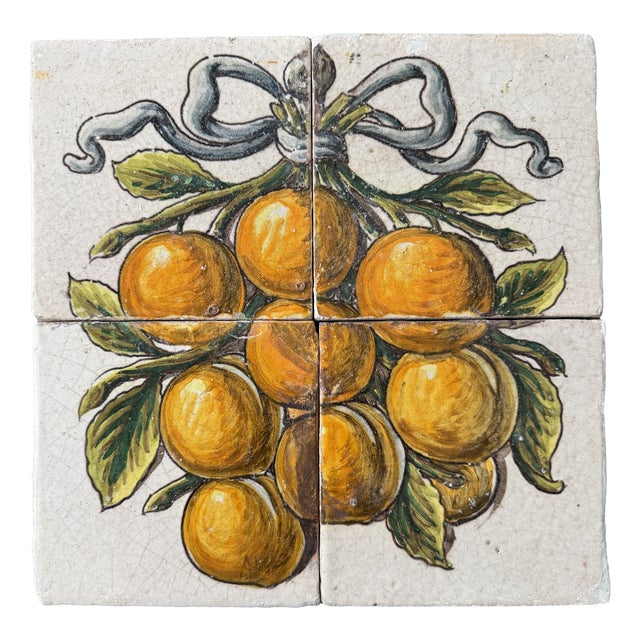 Mosaic of Tiles with Fruit Motif from Cerámica Sevilla, 1950s, Set of 4 For Sale