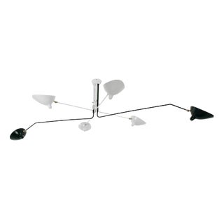 Black and White Six Rotating Arms Ceiling Lamp by Serge Mouille For Sale